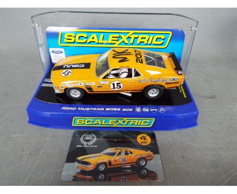 Scalextric - A boxed Limited Edition Scalextric C3651 Ford Mustang Boss 302 2017 NSCC Milton Keynes Swapmeet Car. The model i