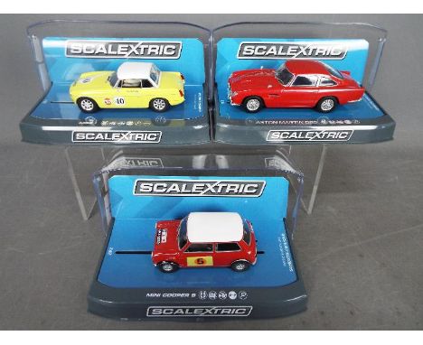 Scalextric - Three boxed 1:32 scale slot cars by Scalextric. Lot includes Scalextric C3746 MGB Thoroughbred Sports Car Series