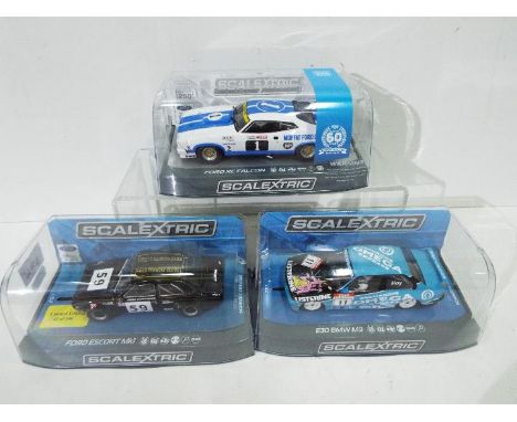 Scalextric - three 1:32 scale Scalextric cars comprising Special Edition Ford XC Falcon Celebrating 60 Years of Scalextric 19