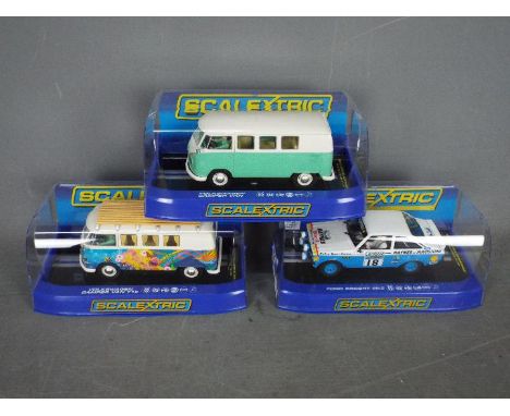 Scalextric -  Three boxed Scalextric slot cars. Lot includes Scalextric C3636 Haynes Ford Escort Mk.2 1979 Lombard Trophy 'Jo