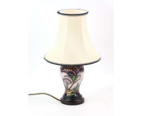  Rachel Bishop for Moorcroft Pottery 'Gypsy' pattern lamp base of baluster form, hand painted and tube lined with stylised fl