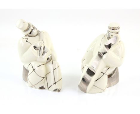 Primavera,  Art Deco ceramic bookends in the form of jazz musicians, C 1930, height 18cm Provenance: Part of  single owner co