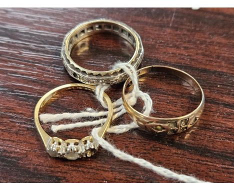 9ct Gold Rings 5g and a 18ct Gold Stone set ring 1.3g total 