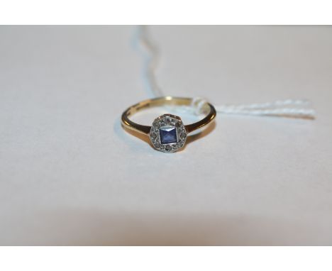 Art Deco 9ct Diamond and sapphire set ring