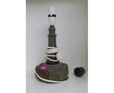 Cornish Serpentine lamp in the form of lands end light house 