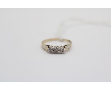 9ct Gold Ladies Diamond 3 Stone ring Size N. 1.8g total weight 