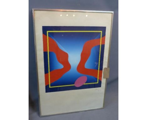 A 1960's limited edition abstract screen print, indistinctly signed, numbered 51/70, dated 1969, 64 x 59cm 