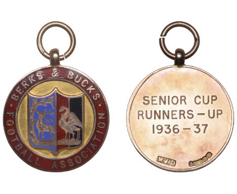 Berks & Bucks Football Association, a gold and enamel medal by W.J. Dingley, rev. engraved (Senior Cup Runners-Up 1936-37), 2