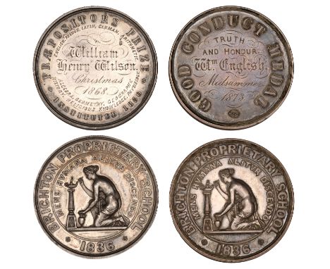 Local, SUSSEX, Proprietary School, Brighton, 1836, Præpositors Prize, a silver award medal, unsigned, female figure with lamp