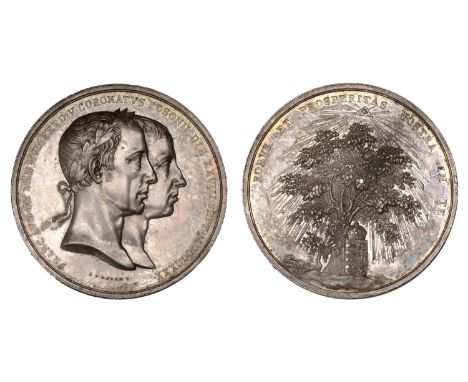 HUNGARY, Coronation of Ferdinand V, 1830, a silver medal by J.D. Boehm, conjoined busts of Franz I and Ferdinand V right, rev