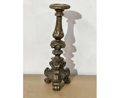 Austin Sculpture. A large ornate gilt candleholder. Signed. 57cm