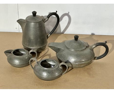 A 4 piece pewter tea service. Hall Bros, Sheffield.