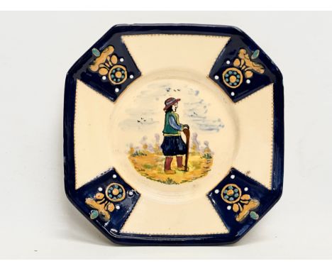A Late 19th Century HB Quimper pottery plate. France. Henriot Quimper. Circa 1890. 15.5x15.5cm