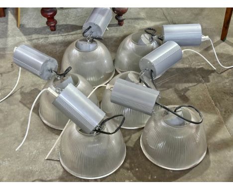6 vintage industrial light fittings. 50cm