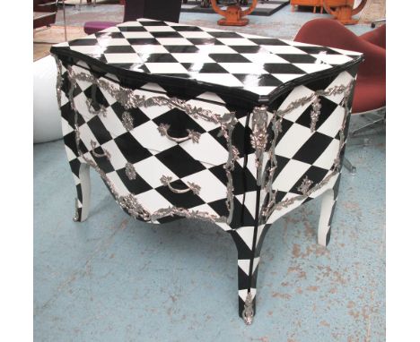 COMMODE, Louis XV style, with two drawers below, in a harlequin design, 129cm x 64cm x 89cm H.