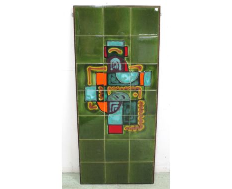 WALL PLAQUE, circa 1970, ceramic tiled of rectangular form and abstract design, 110cm x 48cm L.