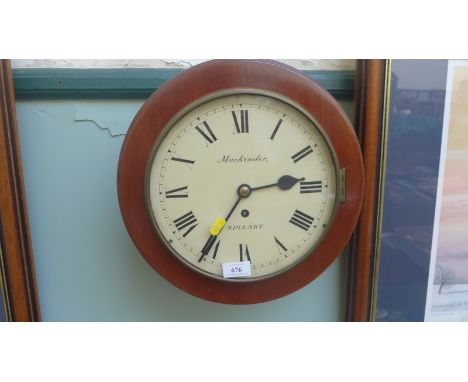 Circular mahogany cased wall clock the enamel dial painted Roman numerals ex. Mackinder of Spilsby