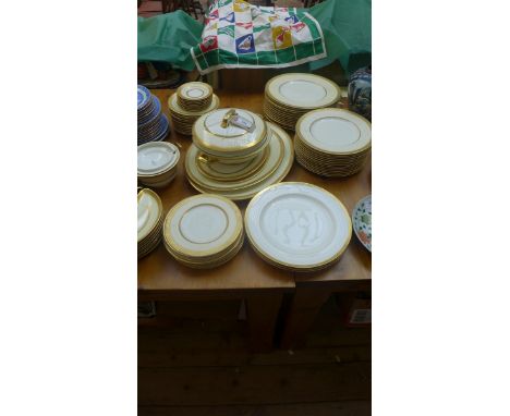 Cream and gold surround Royal Worcester (Diana) part dinner service (77 pieces) together with 3 almost matching Minton dinner