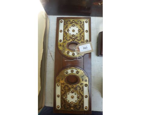 Decorative pair of brass and bone adjustable bookends 
