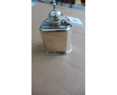 Georgian style silver tea caddy with sliding top and detachable lid (London 1892)