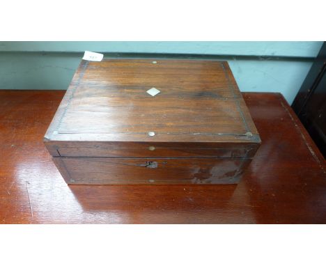 Rosewood jewellery box with mother of pearl inlay
