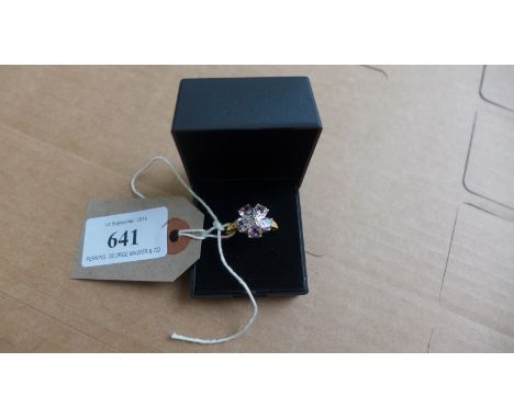 Rose de France amethyst ring  with diamond accents (size P)