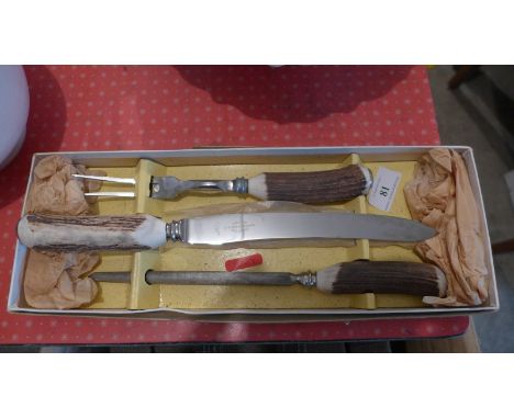 Unused bone handled carving set