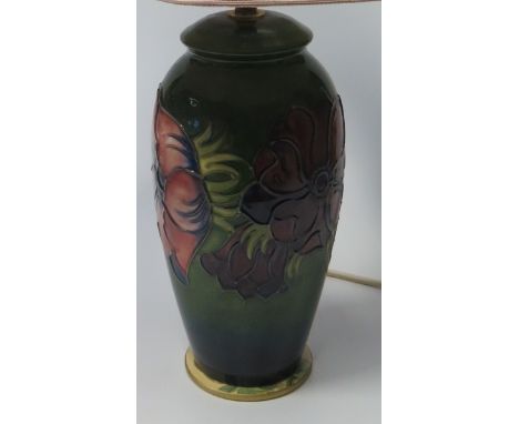 A Moorcroft Table Lamp, 26 cm (coaster glued to base)