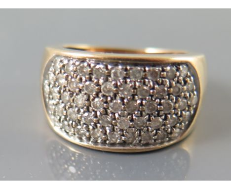A Modern 9ct Gold and Diamond Necklace, 100 points, size M.5, 7 g