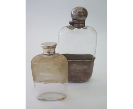 A Victorian Silver Mounted Glass Hip Flask, Sheffield 1897, James Dixon &amp; Sons Ltd. and one other