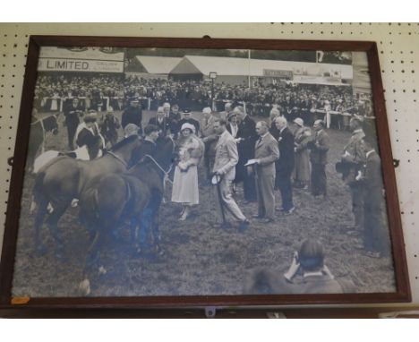 Large Photographic Print of George VI and Queen Mary, press photographs of Elizabeth II and photographs of Tony Curtis and Ja
