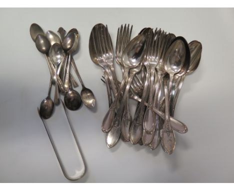 A Selection of Silver Flatware including tea spoons (193g) and quantity of Erquis plated flatware