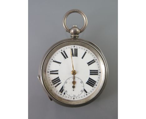 A Victorian Silver Cased Pocket Watch with chain driven fusee movement signed R. Wright Newcastle 4817 and enamelled dial wit