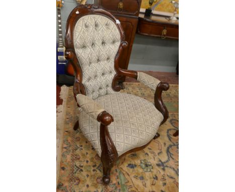 Victorian style button-back armchair
