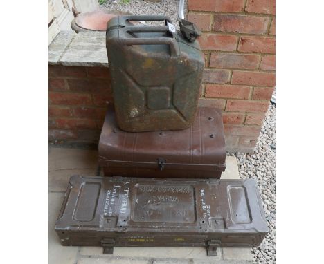 Metal ammunition box, metal trunk and a Jerry can