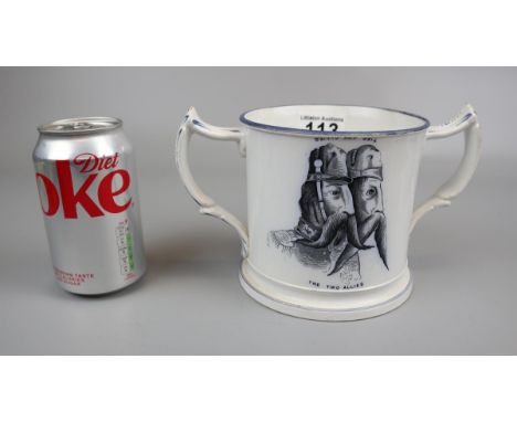 2 handled lovers ceramic tankard with inverse picture - The Two Allies / Tied &amp; Allied
