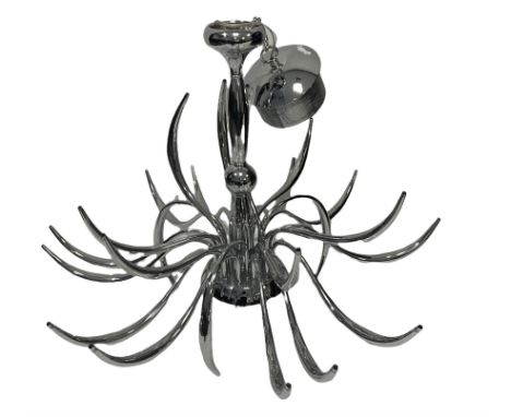 Diyas Llamas Chrome 24 Light Halogen Pendant, H104cm