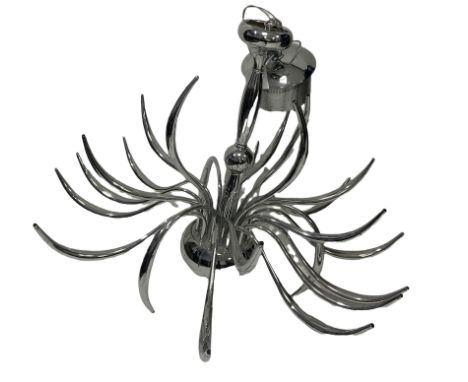 Diyas Llamas Chrome 24 Light Halogen Pendant, H104cm