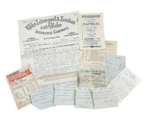 British Railway documents including 19th century credit notes for the work done on the Newcastle and Berwick Railway, two for