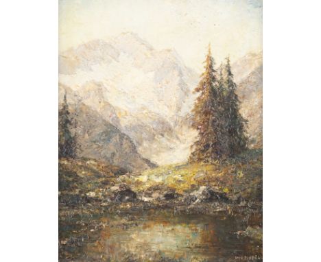 OTTO PIPPEL1878 Lodz - 1960 MünchenDie Zugspitze Öl auf Leinwand. 63 x 50,5 cm (R. 79 x 67 cm). Signiert unten rechts. Verso: