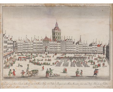 GEORG BALTHASAR PROBST1732 Augsburg - 1801 ebendaSELTENES GUCKKASTENBLATT - ALTER MARKT, KÖLN (UM 1760/1770) Kupferstich, kol