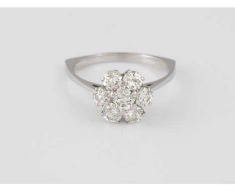 BRILLANT-RING Weißgold. Ringmaß ca. 60,5, Ges.-Gew. ca. 4,1 g. Gest. 750, Herstellerzeichen. Ein Brillant, ca. 0,31 ct., etwa