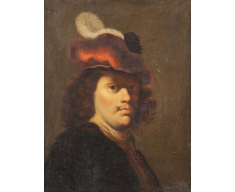 FERDINAND BOL (IN DER ART DES)24. Juni 1616 Dordrecht - 24. August 1680 AmsterdamSELBSTBILDNIS MIT ROTEM BARETT Öl auf Leinwa