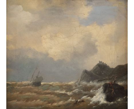 FRANCESCO FIDANZA (UMKREIS)Anfang 19. Jh.Stürmische See Öl auf Leinwand. 23 x 27 cm (R, 36 x 39 cm). Part. besch. Rahmen.