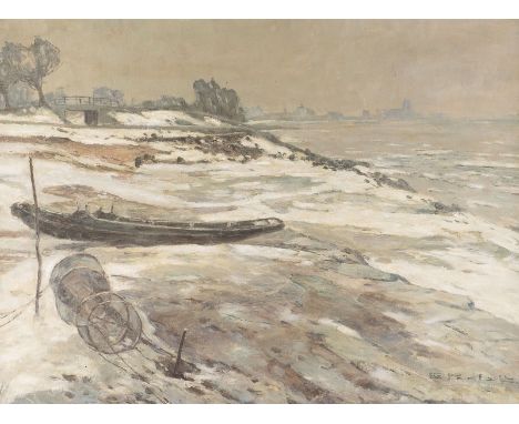 ERICH FREIHERR VON PERFALL1882 Düsseldorf - 1961 ebendaWinter am Niederrhein Öl auf Leinwand. 60 x 80 cm (R. 78 x 98 cm). Sig