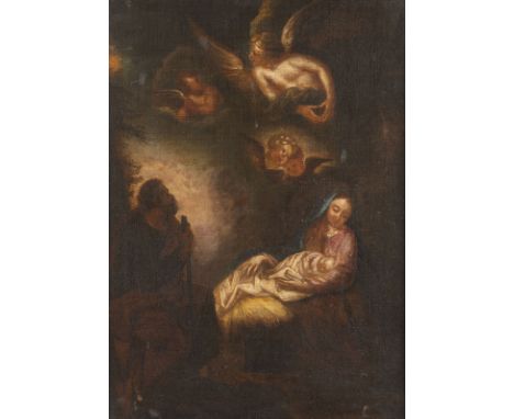 WOHL DEUTSCH-ÖSTERREICHISCHE SCHULE DES 18. JH.GEBURT CHRISTI Öl auf Leinwand (altdoubl.). 77 x 57 cm (R. 95 x 76 cm). Part. 