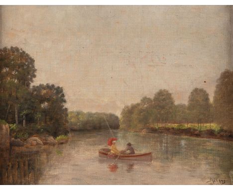 FRANÇOIS EUGÈNE BRILLAUD1847 - 1916Bootsfahrt Öl auf Leinwand. 27,5 x 35,5 cm (R. 42 x 50 cm). Signiert unten rechts 'Brillau