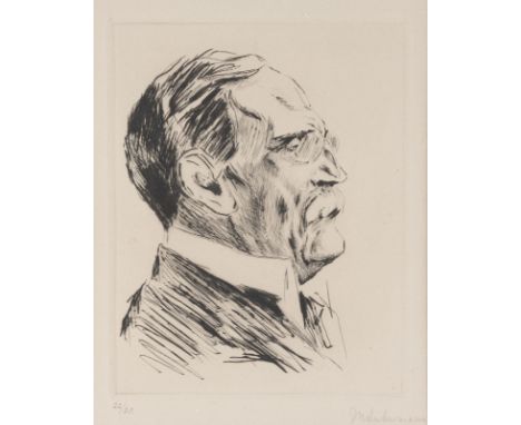 MAX LIEBERMANN1847 Berlin - 1935 ebendaPORTRAIT GEHEIMER RAT WILHELM VON BODE (1915) Kaltnadelradierung auf Papier. DM 23 x 1