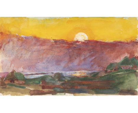 WILHELM GRIMM1904 Darmstadt - 1986 HamburgLANDSCHAFT BEI KAMPEN AUF SYLT IM ABENDLICHT Mischtechnik (Aquarell und Farbkreide)