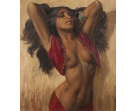  MARCEL RENÉ HERRFELDT1889 - 1965Halbakt einer Tänzerin Öl auf Leinwand. 81 x 71 cm (R. 94 x 84 cm). Signiert und ortsbezeich